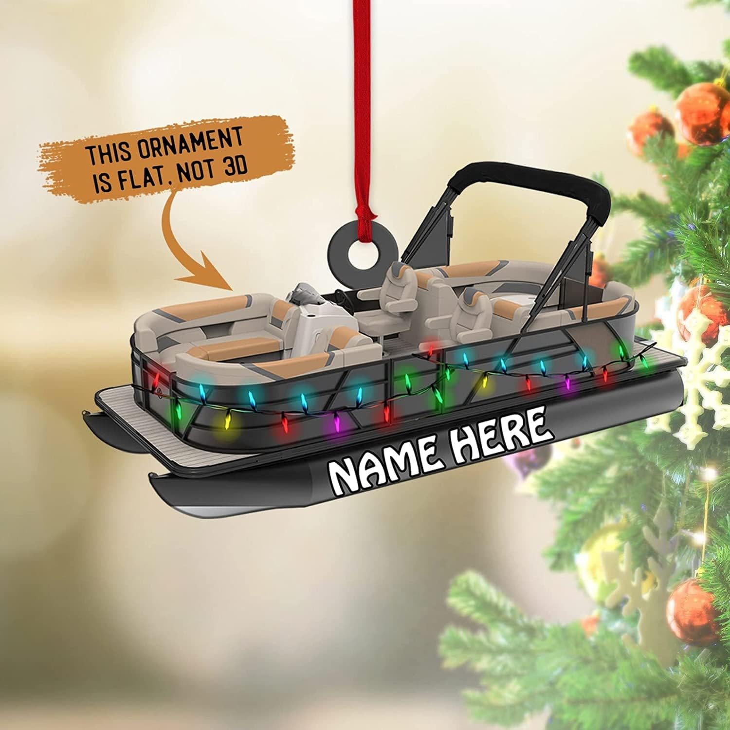 Personalized Pontoon Boat Christmas Ornament, Pontoon Car Ornament, Gift for Bowriders, Wake Boats,Pontoon Lover Gift (Pontoon 6)