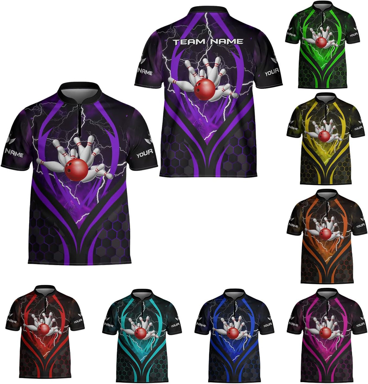 Ligthuy Personalized Name Bowling Jersey 3D, Custom Bowling Shirts for Team, Bowling Shirt Unisex for Men & Women4