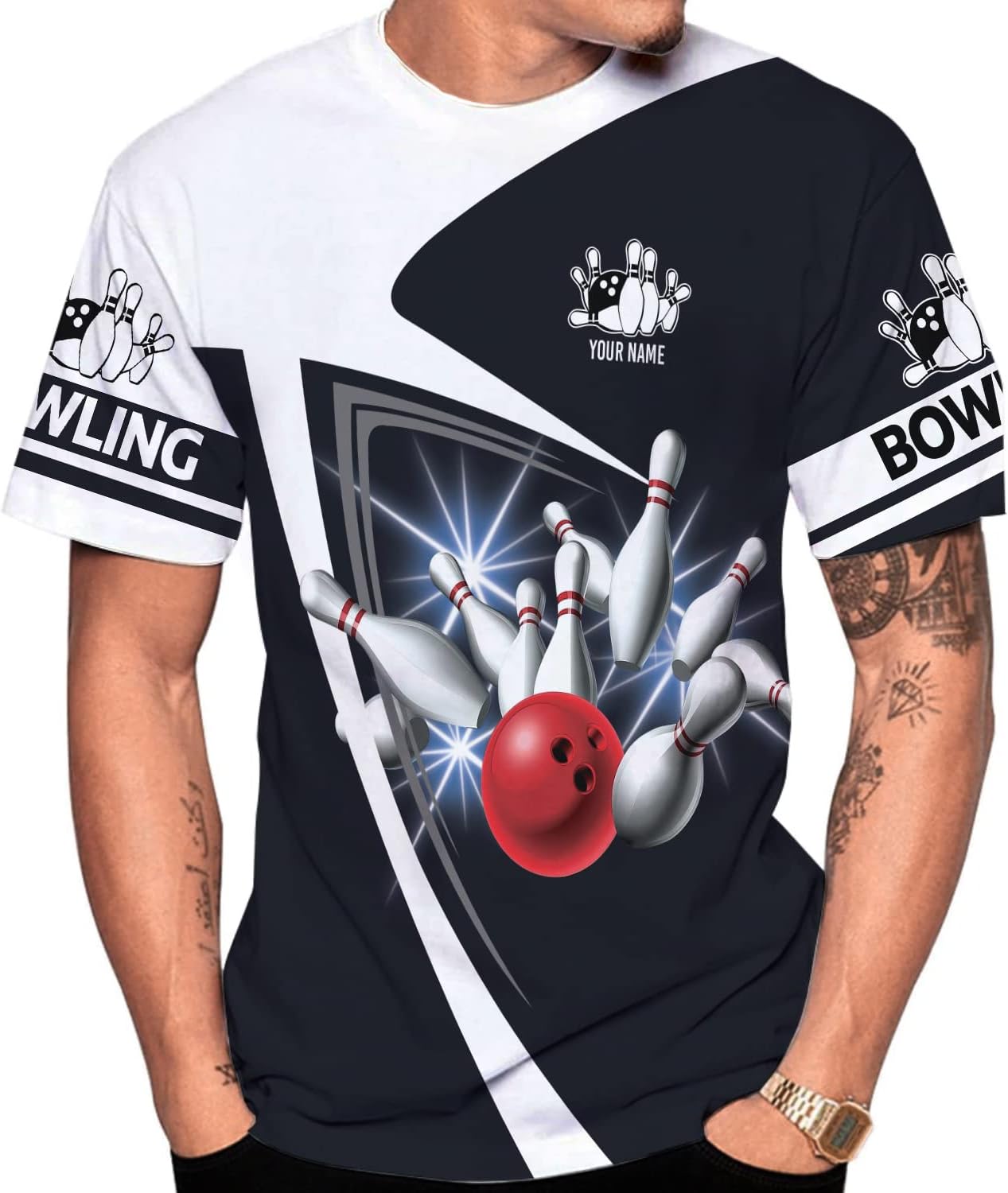 Pretyprints Personalized Bowling Shirt - Custom Bowling Gift for Women & Men