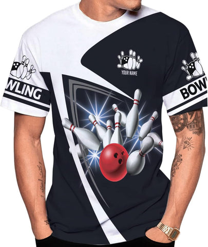 Pretyprints Personalized Bowling Shirt - Custom Bowling Gift for Women & Men