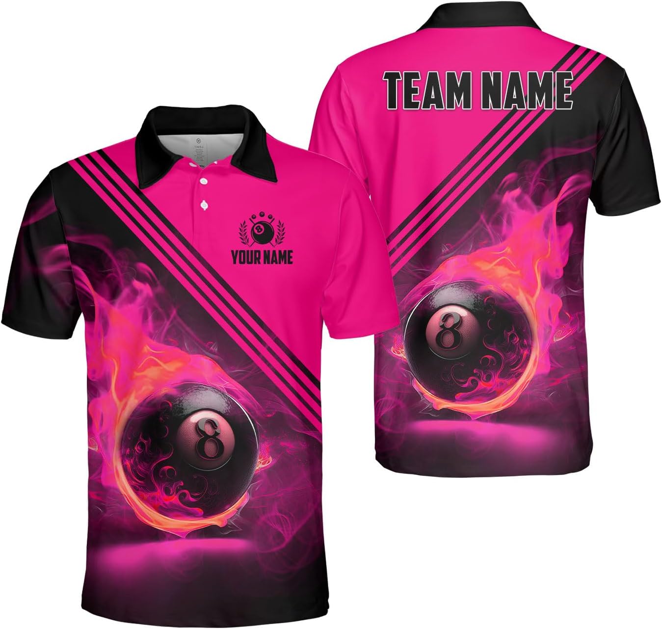Ligthuy Personalized Billiard Polo 3D, 8 Ball Shirt, Billiards Shirts for Men, Billiard Gifts for Men and Women S-5XL