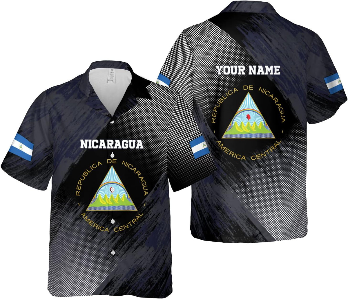 mostprints Personalized Nicaragua Hawaiian Shirt Custom Nicaragua Flag Hawaii Shirt for Men & Women Nicaraguan 3D Hawaiian