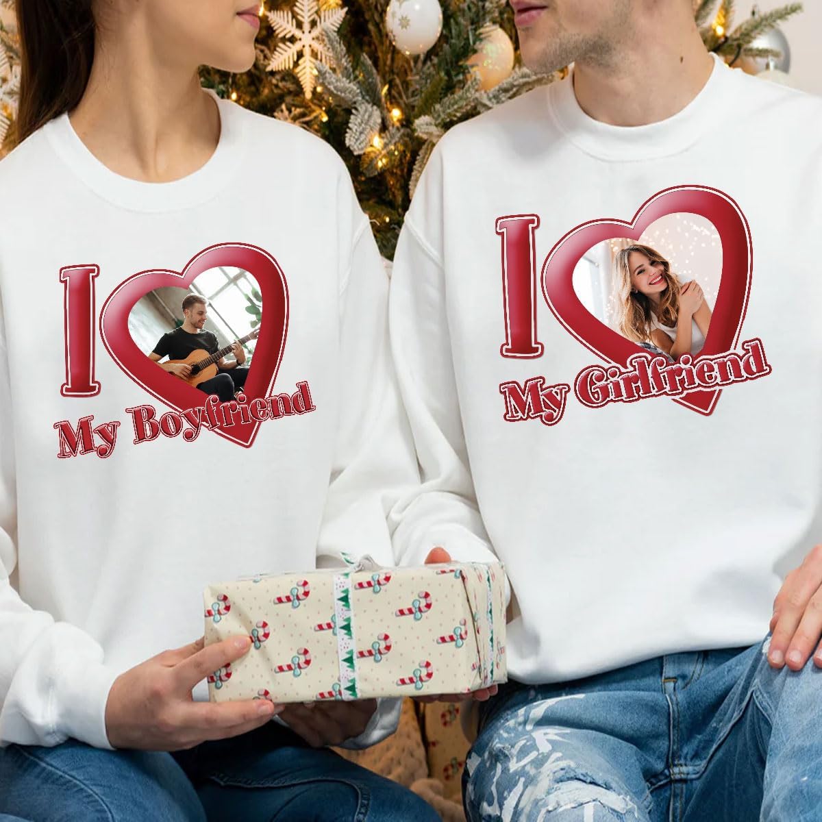 Personalized I Love My Girlfriend Custom Photo Shirt I Love My Boyfriend Gifts for Men, Women Valentine, Birthday Shirt Gift