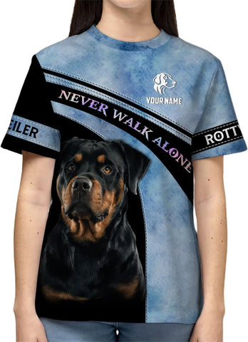 Personalized Rottweiler Dog 3D Hoodie, Custom Name Rottweiler Dog 3D T-Shirt, Sweatshirt, Hoodie Zip for Women, Mens