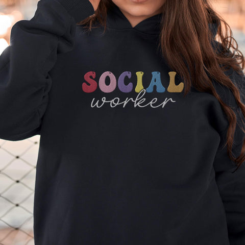 Custom Social Worker Embroidered Sweatshirt Future Social Worker Shirt Gift School Social Worker for Women Crewneck Pullovers