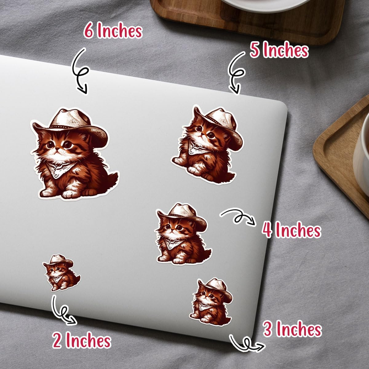 3pcs Cute Cowboy Cat Stickers, Cat Car Sticker, Western Stickers for Water Bottles, Bumper Stickers, Inappropriate Stickers Vinyl Stickers 3 Inches for Laptop Phone Car Window Helmet