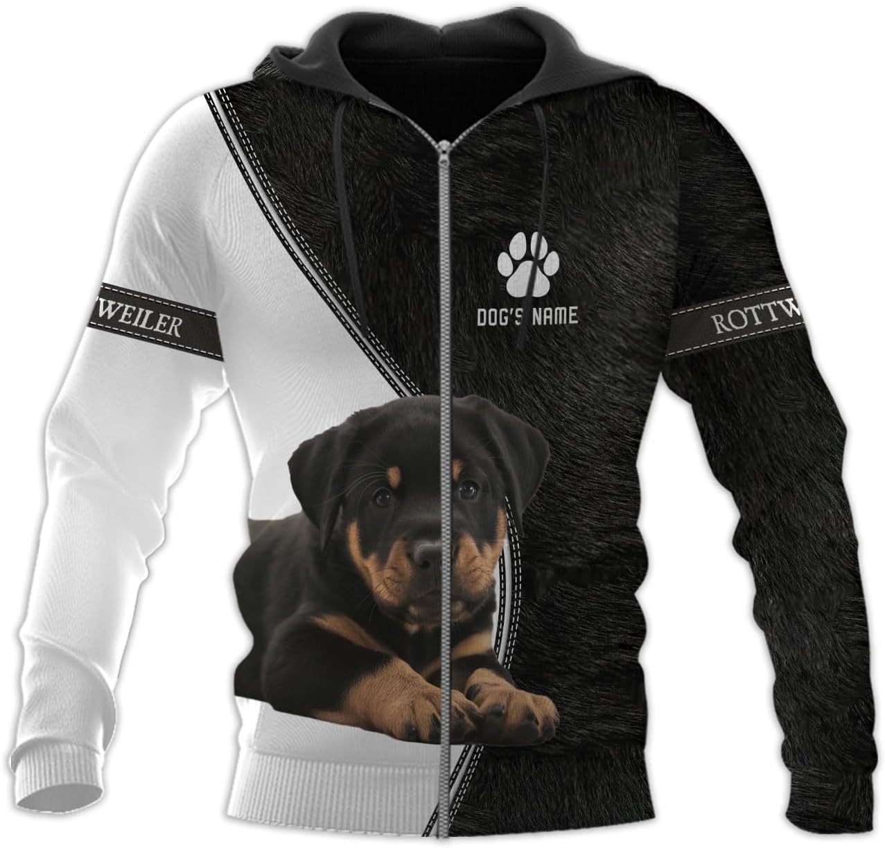 Personalized Rottweiler Dog 3D Hoodie, Custom Name Rottweiler Dog 3D T-Shirt, Sweatshirt, Hoodie Zip for Women, Mens