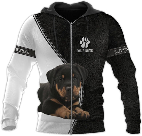 Personalized Rottweiler Dog 3D Hoodie, Custom Name Rottweiler Dog 3D T-Shirt, Sweatshirt, Hoodie Zip for Women, Mens