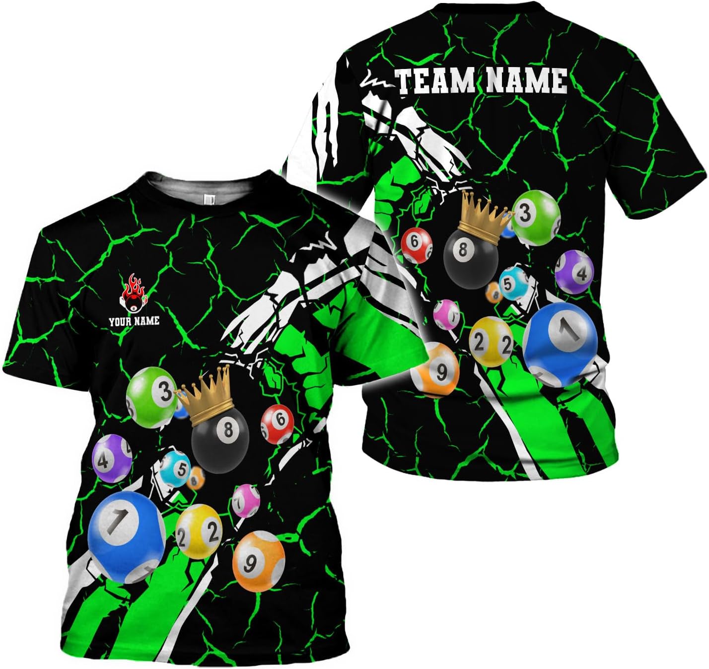 Ligthuy Personalized Name Billiard Shirts 3D, Billiards Shirt 8 Ball Billiard Shirt Custom Men's Pool Men Women1