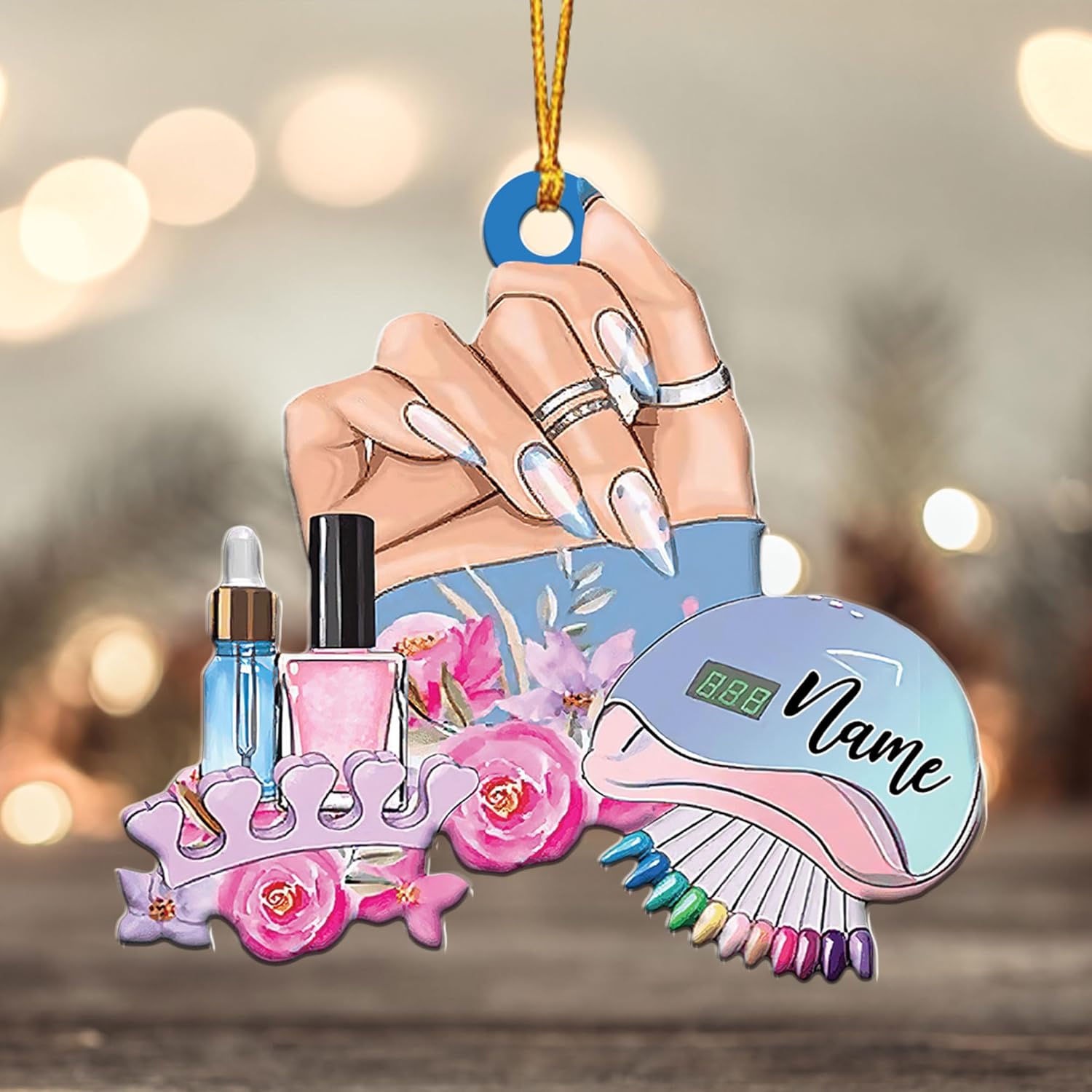 AOVL Personalized Nail Ornament,Nail Technician Ornament, Nail Technician Ornaments, Makeup Ornaments Makeup Christmas Ornament, Nail tech Gifts, Nail Technician Gifts (Nail 1)