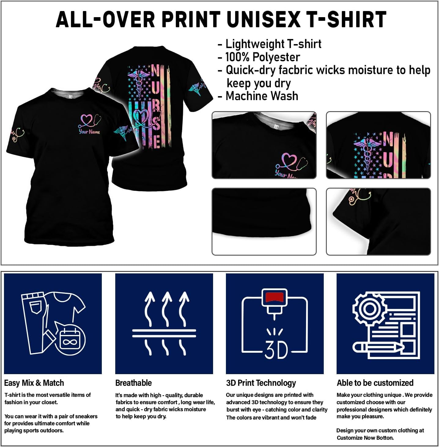 MoonArt Personalized Name Nurse Shirt Nurse Gifts Nurse Graduation Gift Funny Nurse T-Shirt Gift Nursing Emergency Shirts