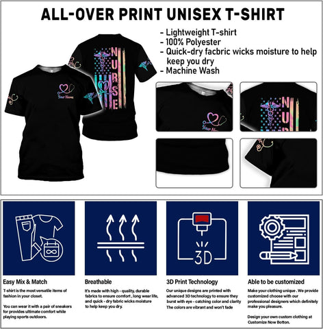 MoonArt Personalized Name Nurse Shirt Nurse Gifts Nurse Graduation Gift Funny Nurse T-Shirt Gift Nursing Emergency Shirts