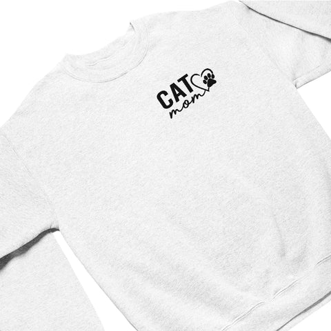 Custom Cat Mom Embroidered Sweatshirt, Personalized Cat Mom Crewneck Sweatshirt for Women, Cat Mama Shirt Gifts (Cotton, SS217)