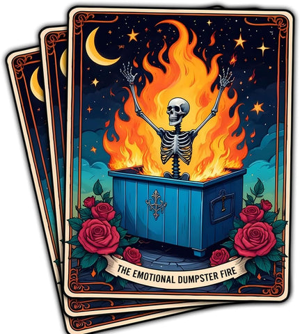 (3Pcs) The Emotional Dumpster Fire Tarot Sticker, This Little Light of Mine Dumpster Fire Sticker, Emotional Support Funny Gifts - Stickers for Laptop Water Bottle Phone Car Window Helmet 3"