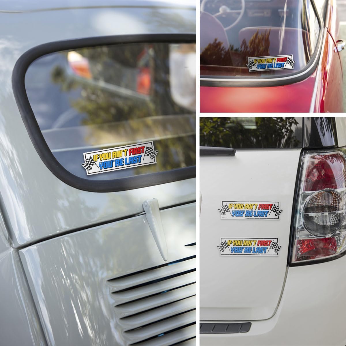 3 Pcs If You Ain't First You're Last Sticker, If You Aint First Youre Last, If You Ain't First You're Last, If You Aint First You're Last Racing Quote Removable Stickers for Truck Car Helmet 5"x5"