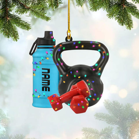 AOVL Personalized Weight Plate Ornament Weight Ornament Fitness Gift for Gym Ornament Merry Liftmas Christmas Hanging Ornaments Weight Plates Ceramic Ornament (DF5)