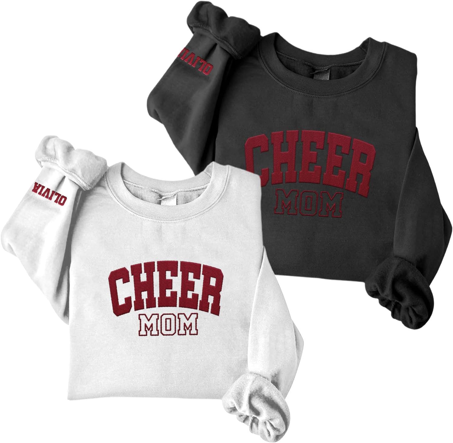 Personalized Embroidered Cheer Mom Sweatshirt Custom Proud Cheerleader Mom Embroidery Sweatshirt Gift for Cheerleader Mother (Cotton, CM 3), Small-5X-Large