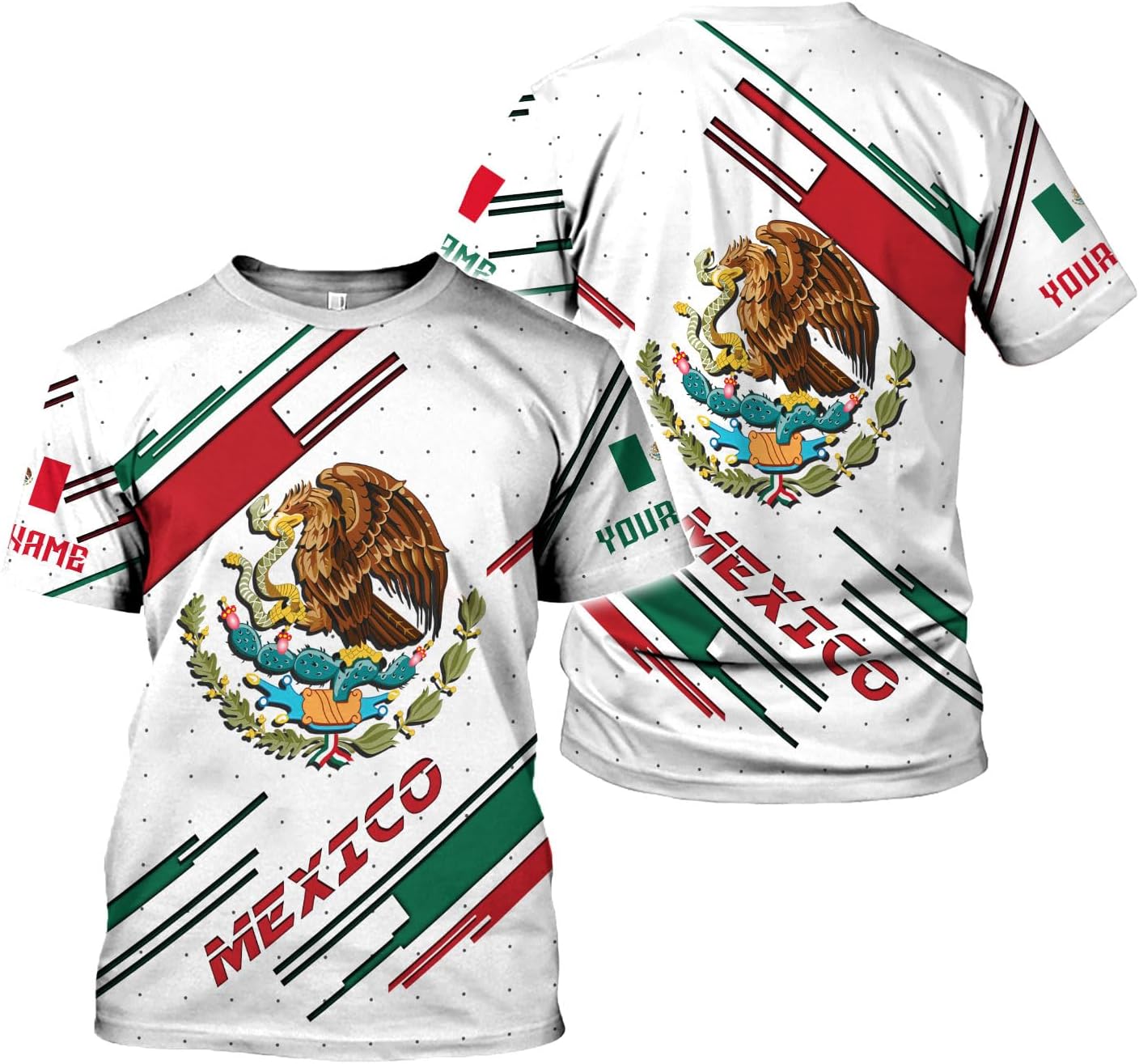 Podagree Personalized Name Mexican Shirts for Men 3D, Customized Mexico Shirts for Men, Mexico Shirts for Women Mexico Shirt