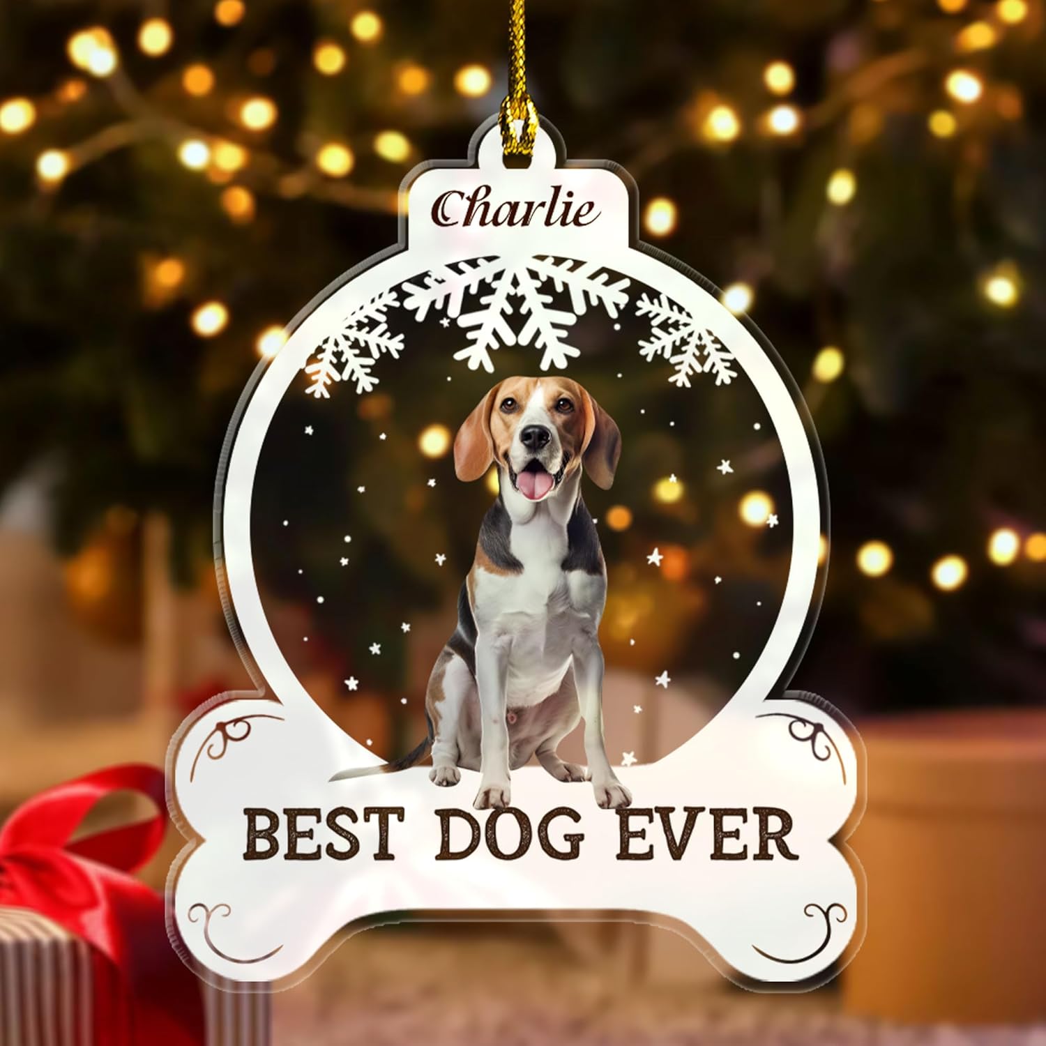 MAPrints Personalized Dog Ornament, Upload Image, Custom Photo Dog Ceramic Memorial Ornament, Dog First Christmas Ornament 2024, Pet Ornaments, Dog Memorial Gifts for Loss of Dog (Dog 5)