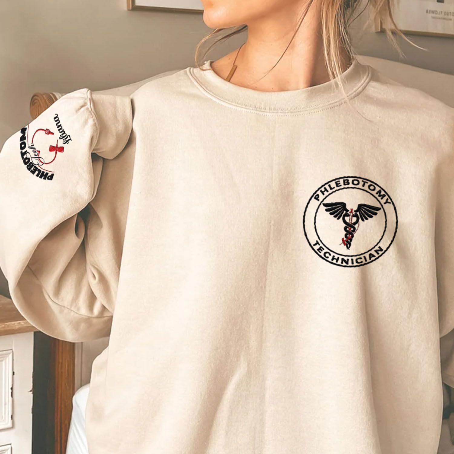 Custom Phlebotomist Sweatshirt Medical Sweater Phlebotomy Tech Shirt Syringe Needle Blood Gift New Technician Veins