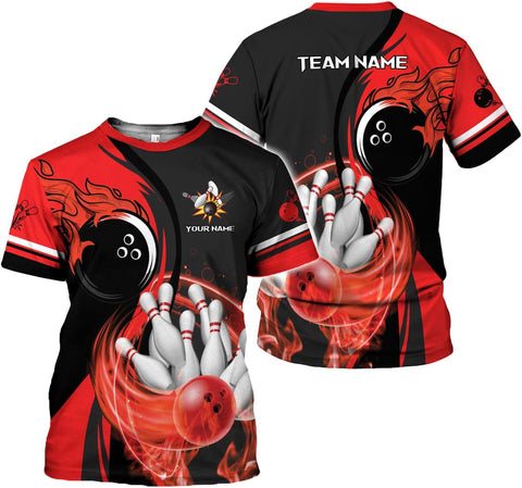 Rivelus Personalized Name Bowling Shirts for Men and Women 3D, Bowling Shirts for Team Bowling, Bowling Shirts Gift