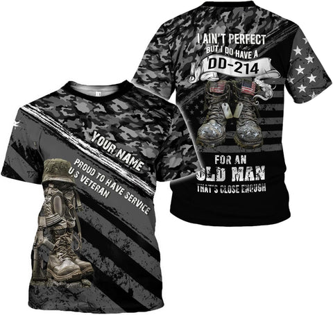 LigtHuy Personalized Name Veteran Shirt 3D, Us Army Shirt, Veteran Shirts, Veteran Shirts for Men, Veteran T Shirts for Men