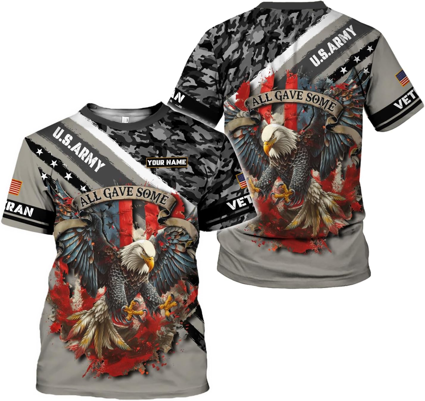 LigtHuy Personalized Name Veteran Shirt 3D, Us Army Shirt, Veteran Shirts, Veteran Shirts for Men, Veteran T Shirts for Men