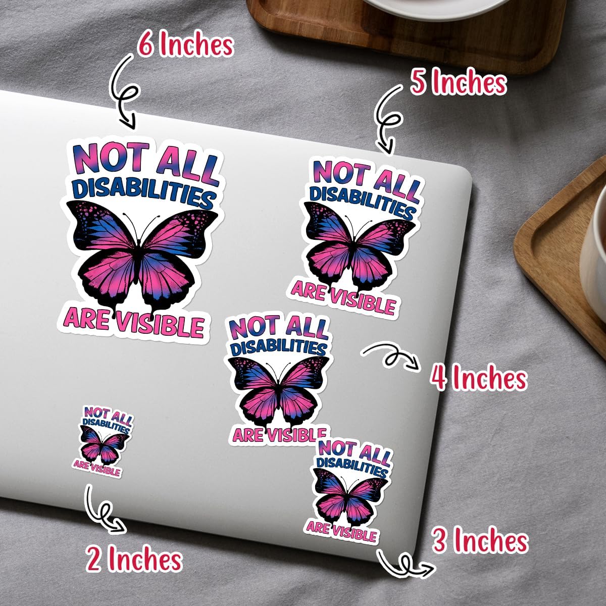 (3Pcs) Not All Disabilities are Visible Butterfly Sticker, Dysautonomia Awareness Vinyl Sticker, Invisible Illness Stickers, Mental Health Decal - Sticker for Laptop Water Bottle Phone Hard Hat 3"