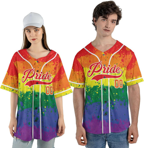 AOVL LGBT Pride Baseball Jersey Custom Rainbow Custom Shirt Month Love is Love Equality Gay Clothing Flag Jersey Team Name