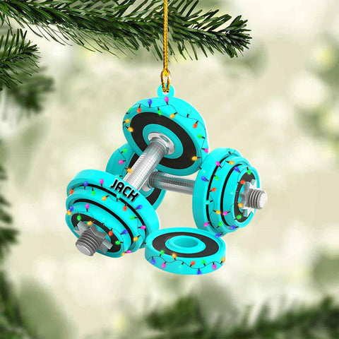 AOVL Personalized Weight Plate Ornament Weight Ornament Fitness Gift for Gym Ornament Merry Liftmas Christmas Hanging Ornaments Weight Plates Ceramic Ornament (DF1)