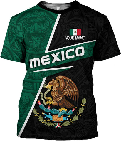 Mostefy Personalized Name Mexican Shirts 3D Customized Mexico Shirt US Flag, Mexican Shirts for Women Unisex