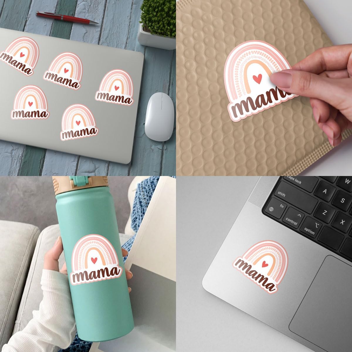 (3Pcs) Mama Rainbow Sticker, Mama Hearts Vinyl Decal, Mama Cheetah Leopard Print Sticker, Mama Accessories, Great Gifts for Mom - Stickers for Laptop Water Bottle Phone Car Window Helmet 3" (MM 2)