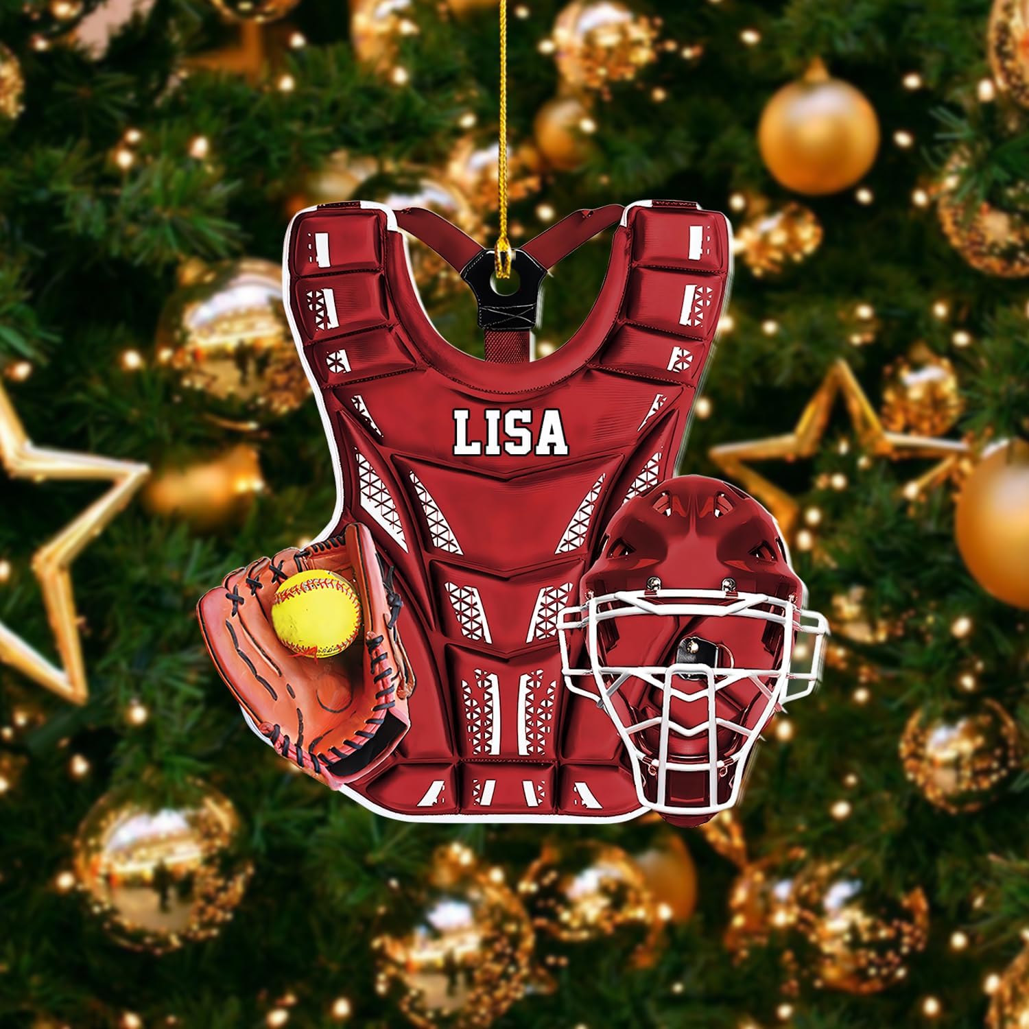 Personalized Softball Ornament Custom Name & Number Ornaments 2024 for Girl Coach Softball, Softball Gloves Ornament Custom, Softbal Ornament, Softball Ornament Softball Lover (Style 10)