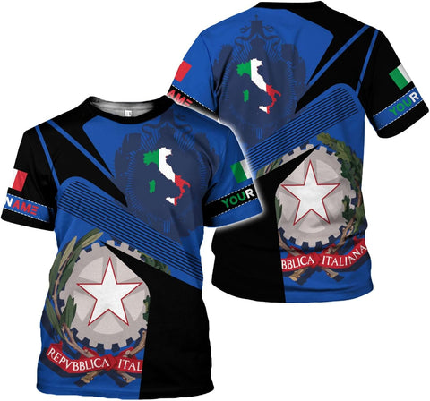 Ligthuy Personalized Name Italy Shirt 3D, Custom Italian Shirt Flag for Men and Women, Italia Shirt Soccer Unisex Size