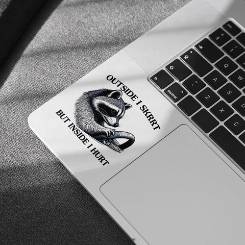 (3 Pcs) Outside I Skrrt But Inside I Hurt Raccoon Driving, Funny Raccoon Gifts Waterproof Vinyl Sticker Decal - Stickers for Laptop Water Bottle Phone Car Window Helmet Vinyl Stickers 3 Inches