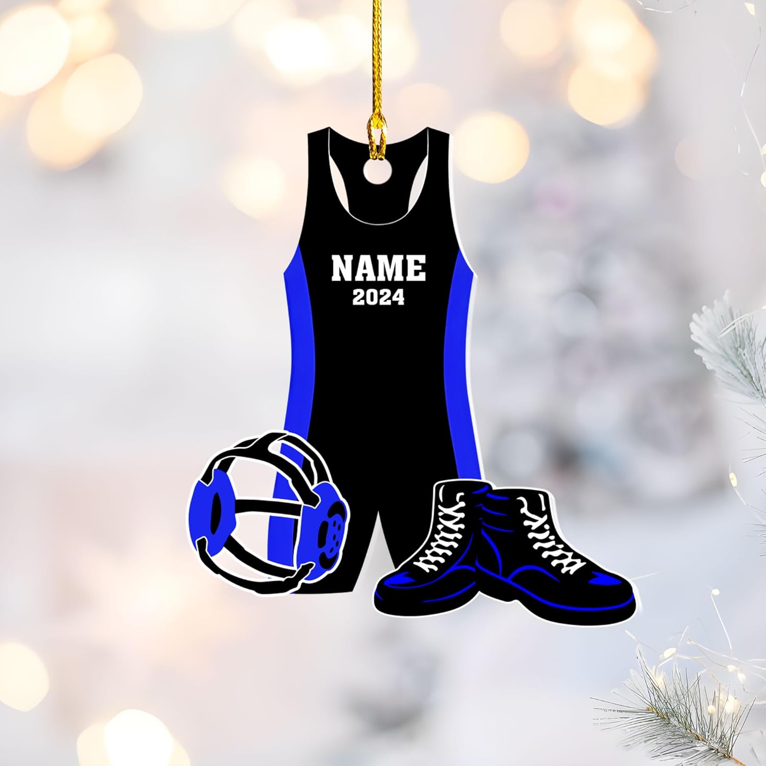 Personalized Wrestling Christmas Ornament 2024 Wrestling Christmas Ornament Gift for Wrestling Player Wrestling Christmas Tree Ornaments for Boys or Girls (Acrylic, Style 1)