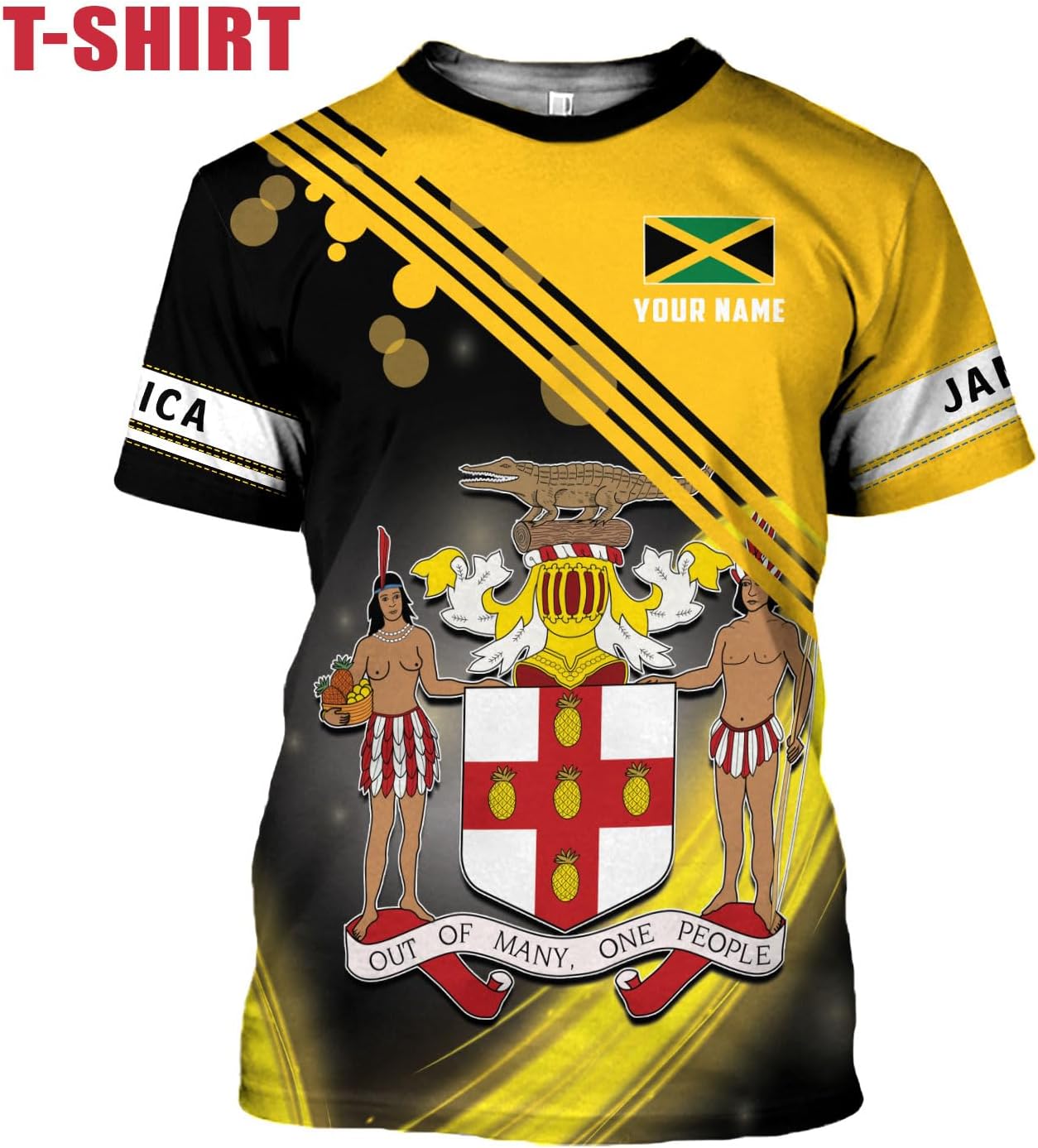 Ligthuy Personalized Jamaica Shirt 3D, Custom Jamaica Flag Lion Shirt for Men and Women, Jamaican Pride T-Shirt Unisex