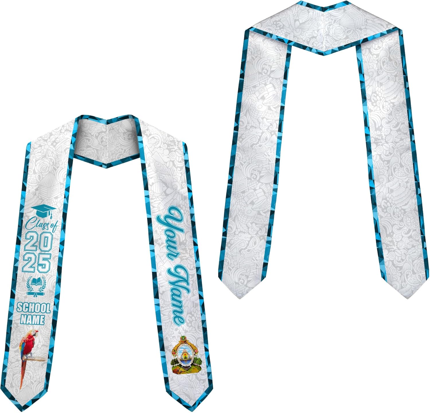Pretyprints Honduran Graduation Sash, Custom Honduran American Flag Graduation Sash 2025, Honduras Graduation Stole