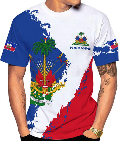 AOVL Personalized Haiti Shirt Haitians Flag Pride Shirt Haiti Shirts for Men & Women Haitian Pride Tshirt Haitian Flag Shirt