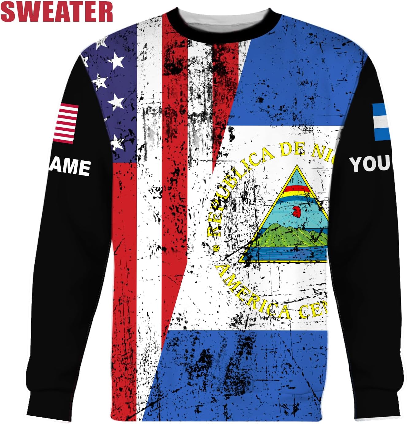 Vybonz Personalized Nicaragua Shirt 3D, Nicaragua Flag Shirts, Nicaraguan Camisas T-Shirt, Nicaragua Shirts for Men Women