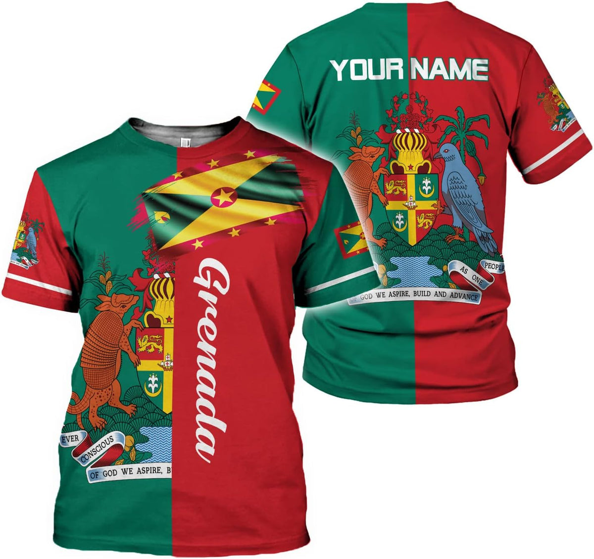Podagree Personalized Grenada T-Shirt 3D, Proud Grenadan Tshirt, Grenada Flag Grenadian Pride Grenadian Heritage Shirt