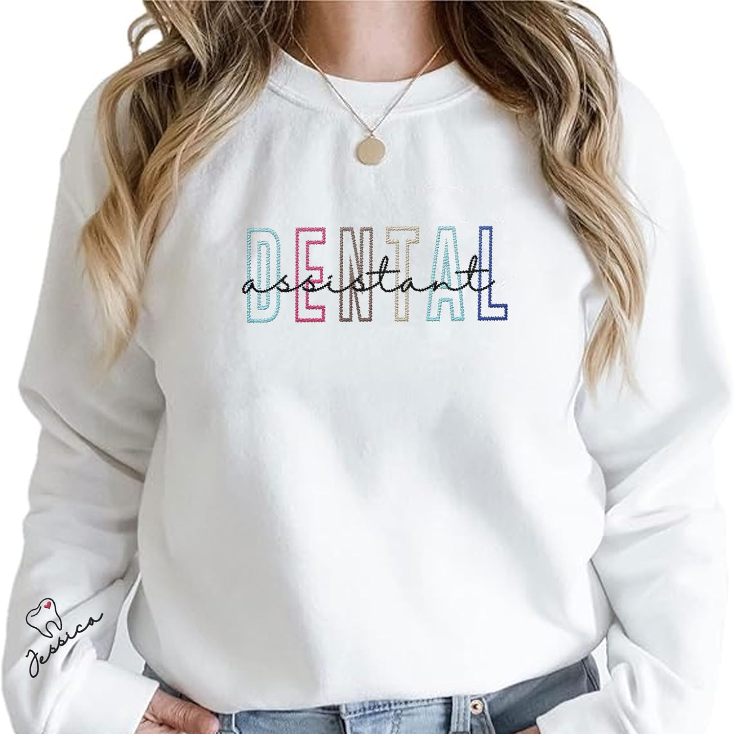 Leeprints Personalized Embroidered Sweater, Dental Assistant & Hygienist Gift, Nurse Hoodie