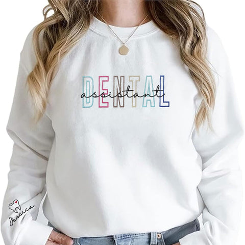 Leeprints Personalized Embroidered Sweater, Dental Assistant & Hygienist Gift, Nurse Hoodie