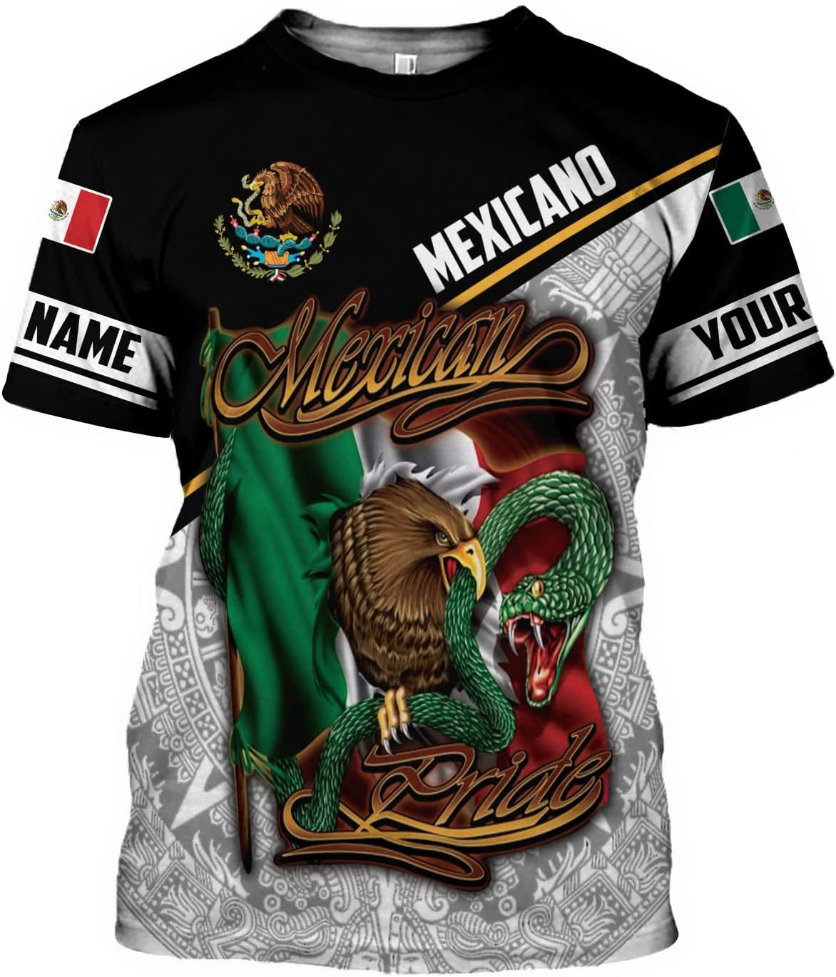 Personalized Name Mexican Shirts for Men 3D Customized Mexico Shirts for Men, Mexico Shirts for Women Mexico Shirt (US, Alpha, Small, Regular, Regular, Multi 3)