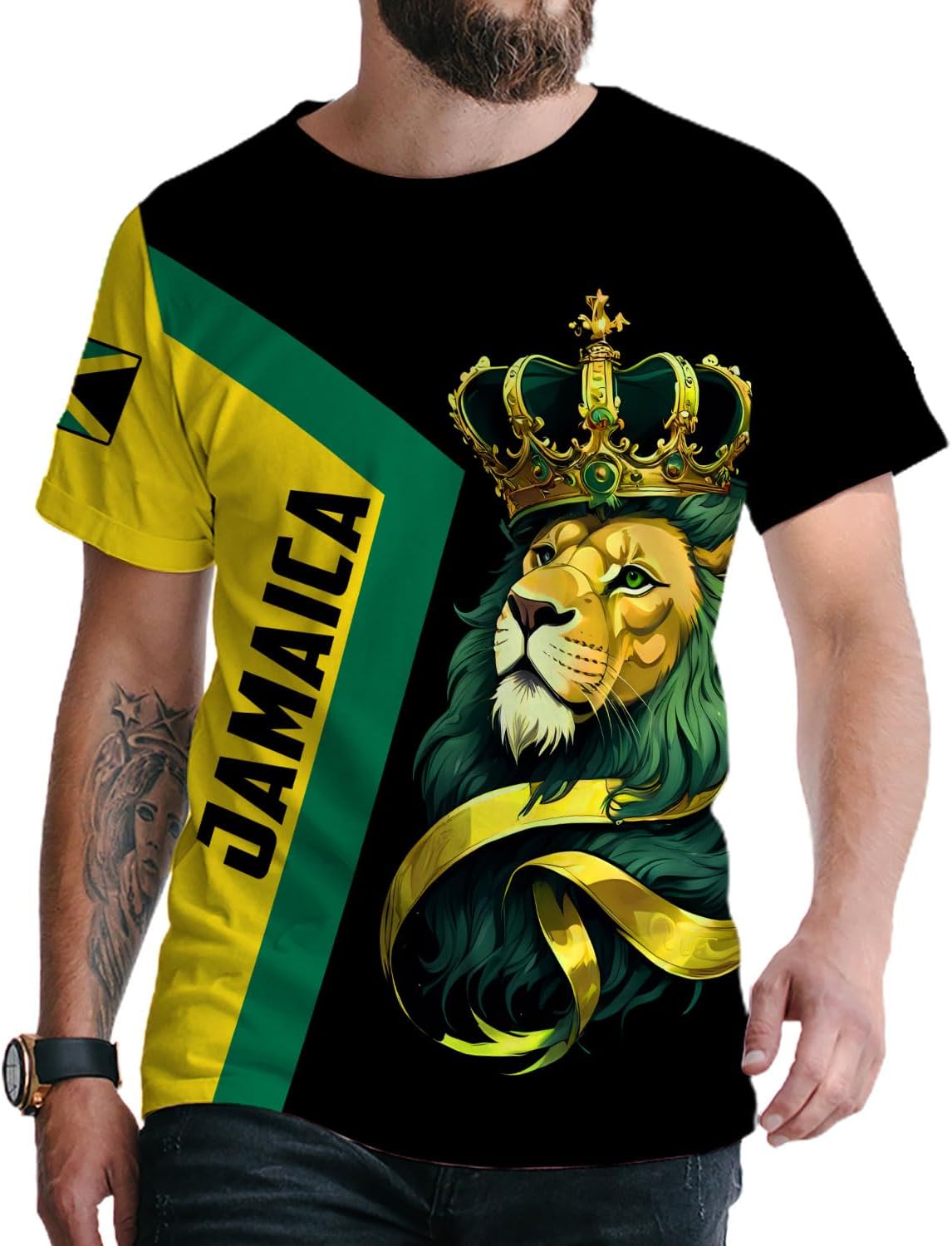 AOVL Personalized Jamaica Shirts Jamaican Pride T-Shirt Jamaica Flag Lion Tshirt Jamaicana Shirts Jamaica Shirt for Men Women