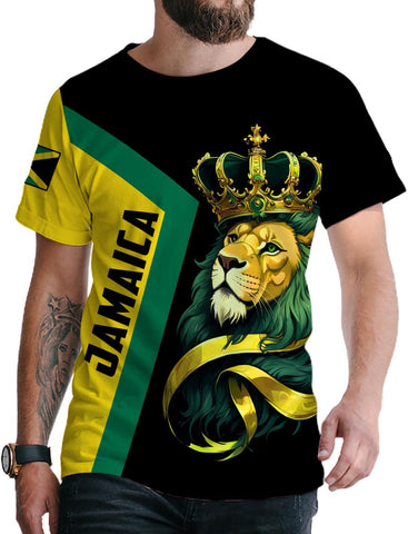 AOVL Personalized Jamaica Shirts Jamaican Pride T-Shirt Jamaica Flag Lion Tshirt Jamaicana Shirts Jamaica Shirt for Men Women