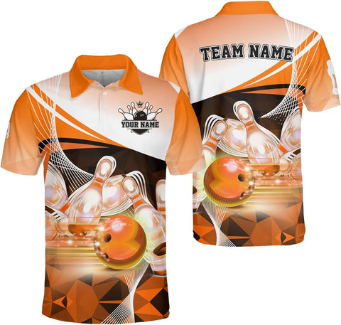 Ligthuy Personalized Name Bowling Polo Shirts 3D for Men and Women, Bowling Shirt, Bowling Shirts for Men Team Bowling Shirt3