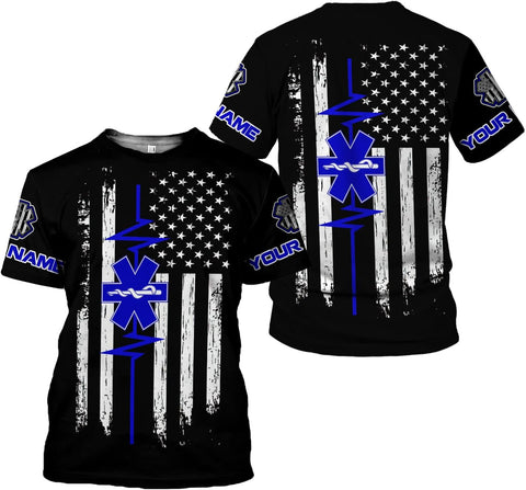 Personalized Emergency Medical Technician EMT T Shirt 3D Unisex 3D All Over Printed Sportwear, T Shirt for Men Women Adult Full Size S-5XL TS32 Multicolor
