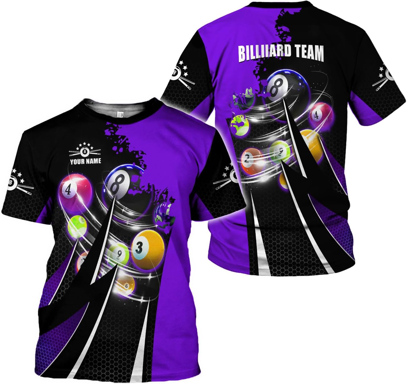 AOVL Personalized Billiard Shirts 3D Billiard Shirt Custom Billiard Flag Shirt Men's Pool Billiards Shirt 8 Ball Men Women
