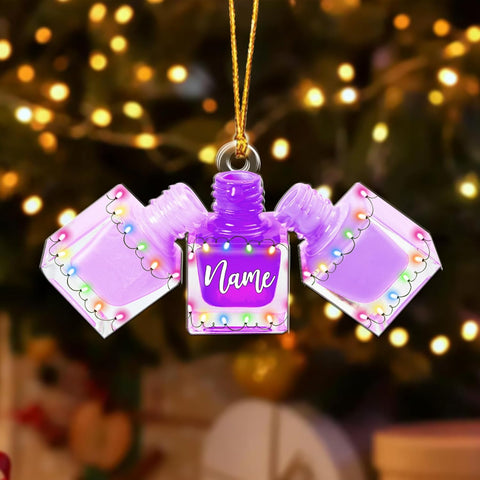 AOVL Personalized Nail Ornament,Nail Technician Ornament, Nail Technician Ornaments, Makeup Ornaments Makeup Christmas Ornament, Nail tech Gifts, Nail Technician Gifts (Nail 6)